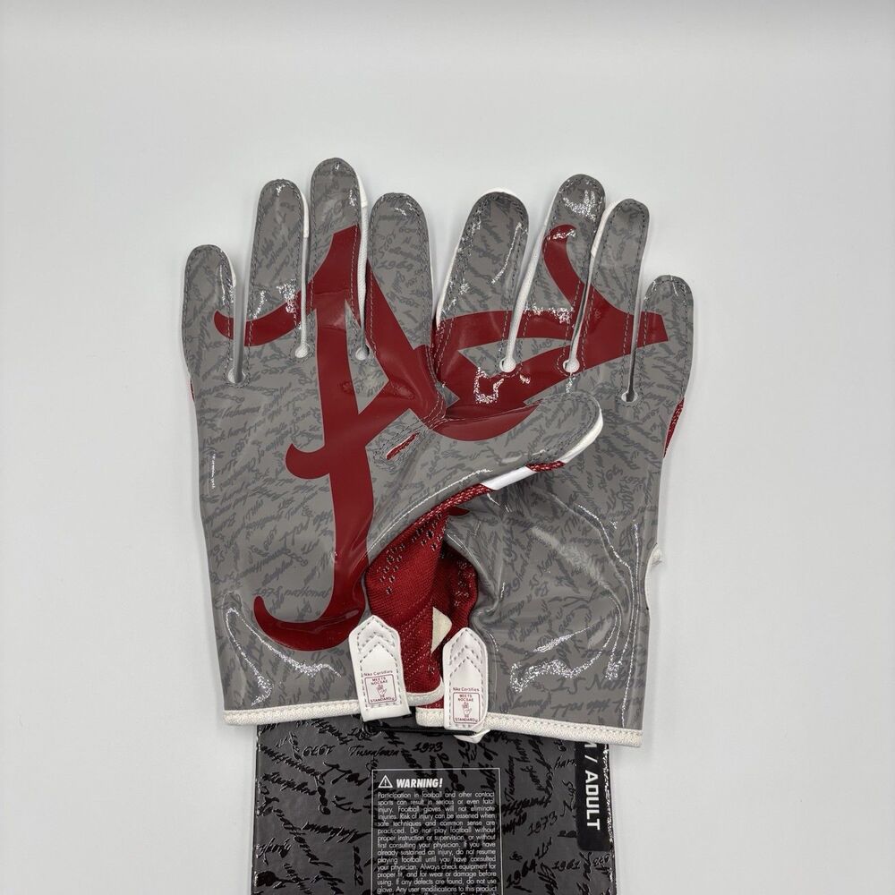 Mens Size Medium Nike Vapor Knit Alabama Crimson Tide Football Gloves GF0472-613